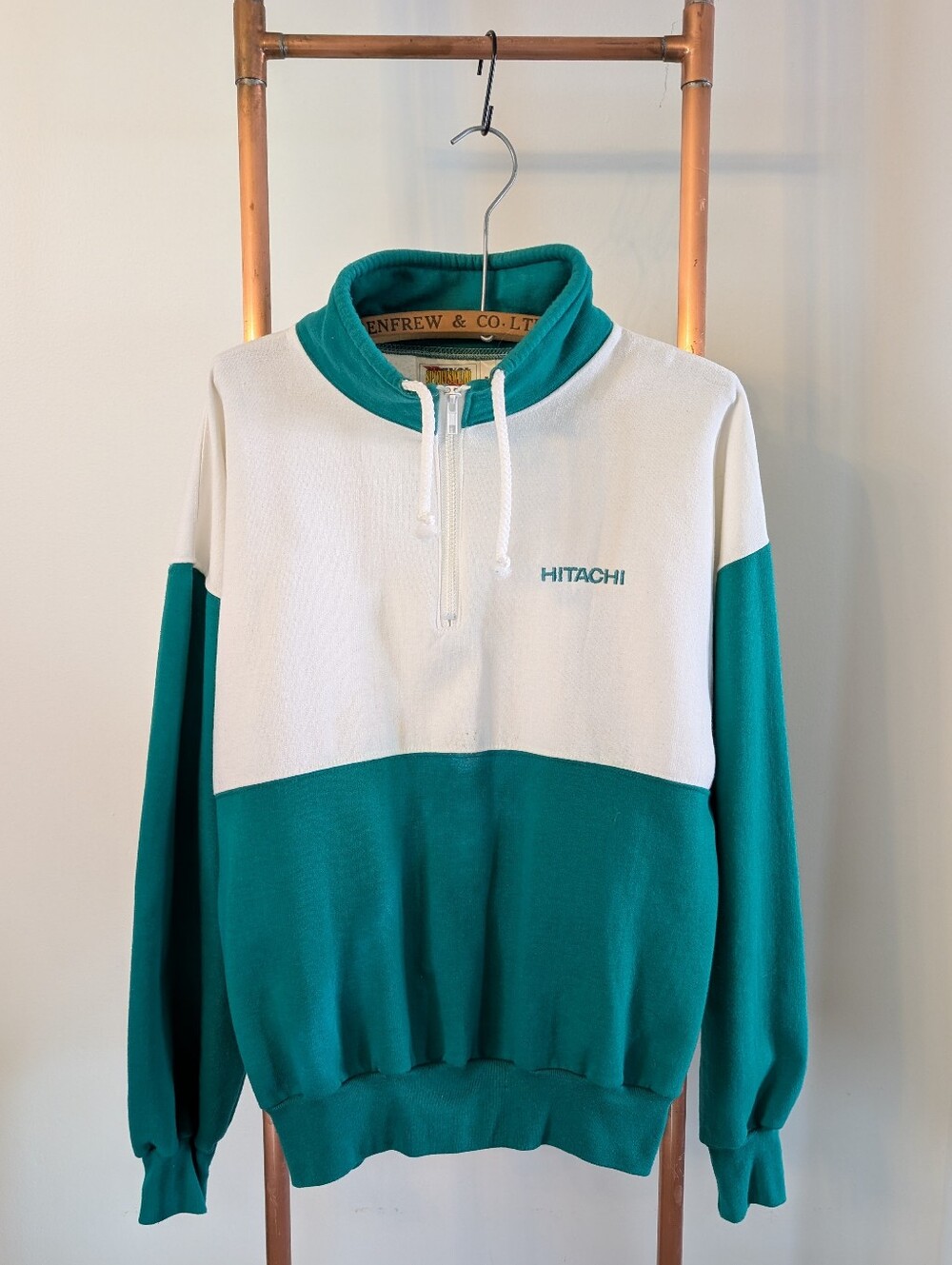 80s/90s Vintage "HITACHI" Promotional Quarter Zip Pullover Sweatshirt
